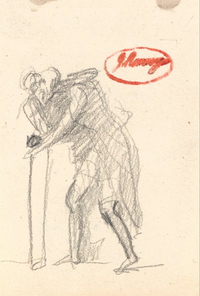 Mogelijk een Gebogen Figuur met Stok van Ouderdom door George Romney